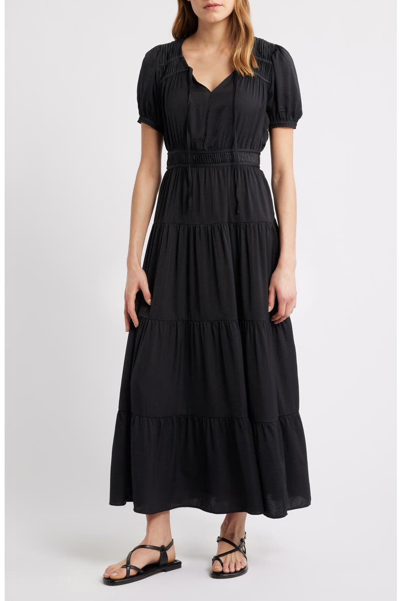 Crinkle Satin Maxi Dress, Main, color, 001 BLACK