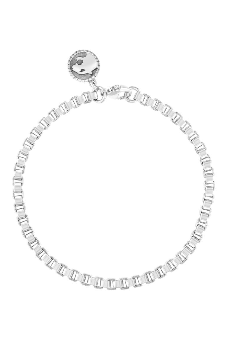 Men's Sterling Silver Box Chain Bracelet, Main, color, WHITE