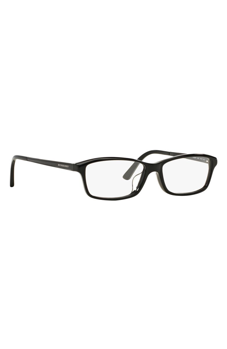 Burberry 55mm Rectangular Optical Glasses, Alternate, color, Black / Demo Lens