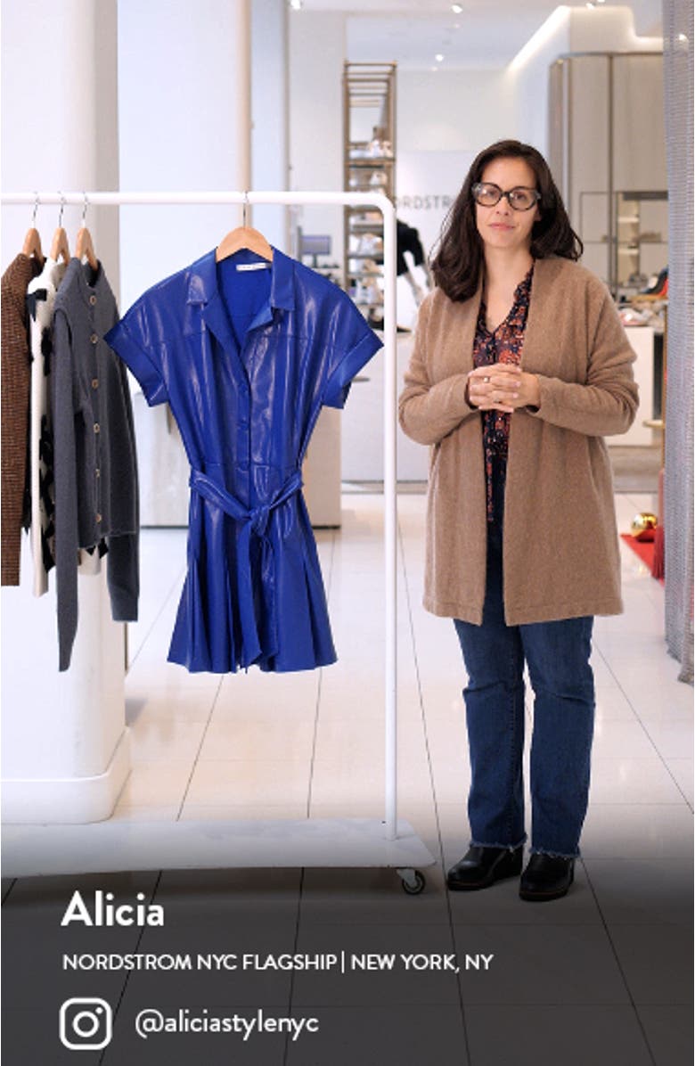 Shirley Pleated Tie Waist Faux Leather Minidress, sales video thumbnail