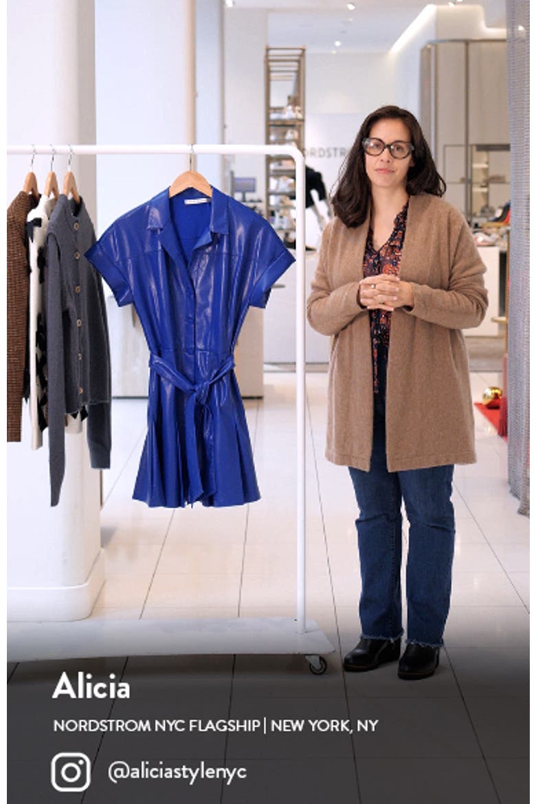 Shirley Pleated Tie Waist Faux Leather Minidress video