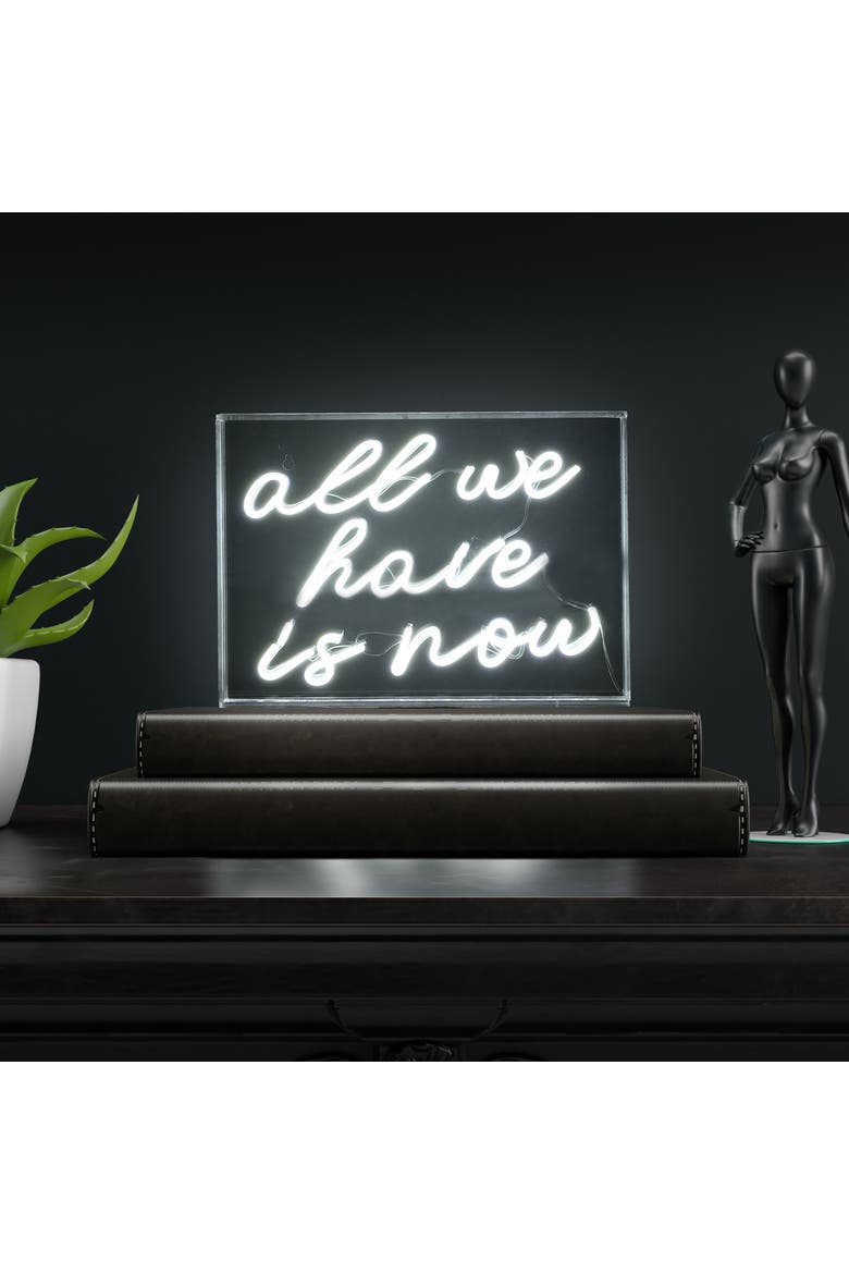 All X 10" Contemporary Glam Acrylic Box USB Operated LED Neon Light, Alternate, color, White