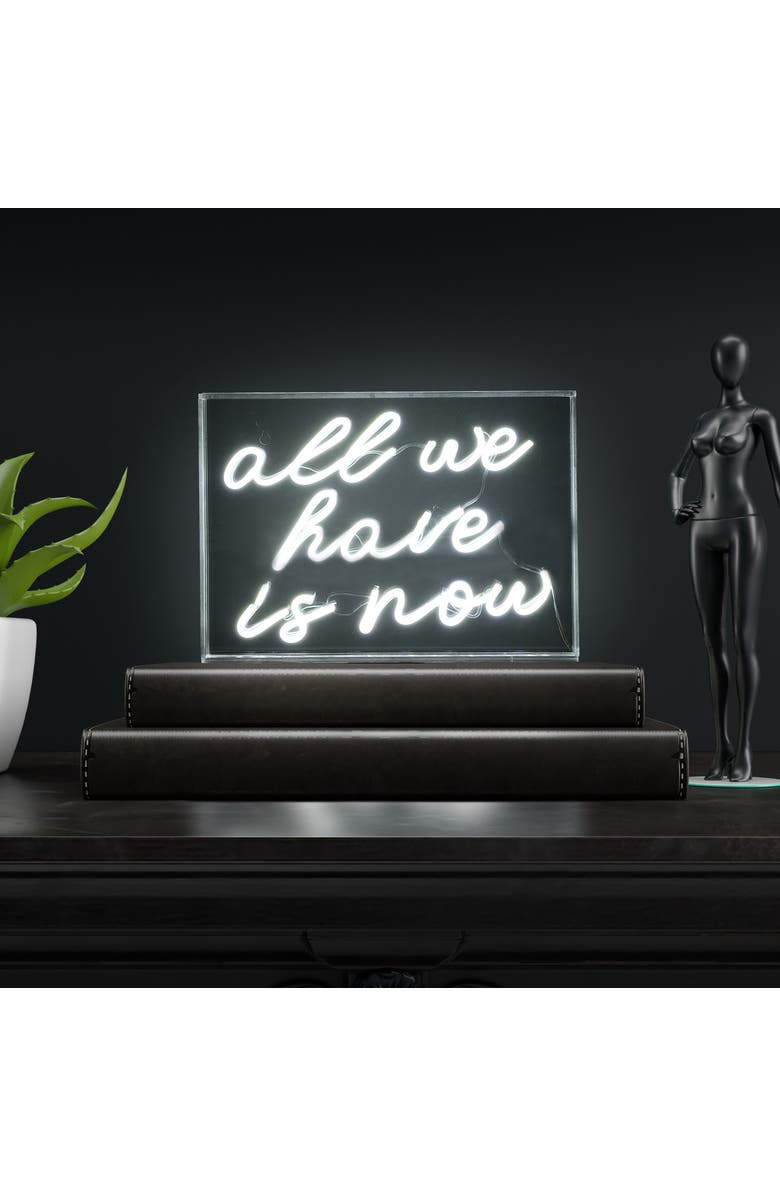 JONATHAN Y All X 10" Contemporary Glam Acrylic Box USB Operated LED Neon Light, Alternate, color, White