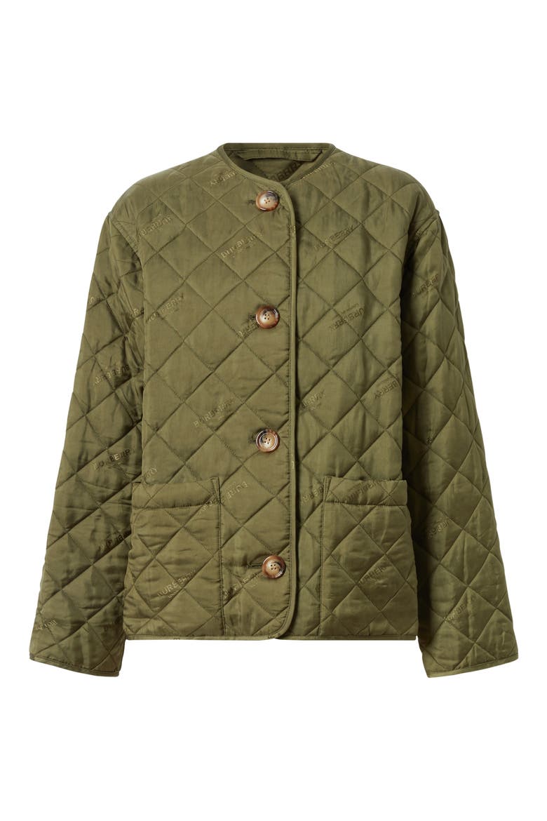 Bardsey Logo Jacquard Diamond Quilted Coat, Alternate, color, OLIVE