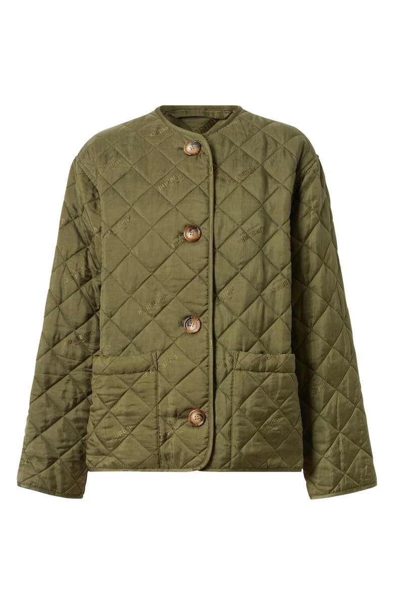 Burberry Bardsey Logo Jacquard Diamond Quilted Coat, Alternate, color, 