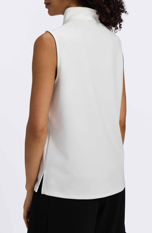 Foxcroft Tammy Ruffle Collar Crepe Sleeveless Top In White