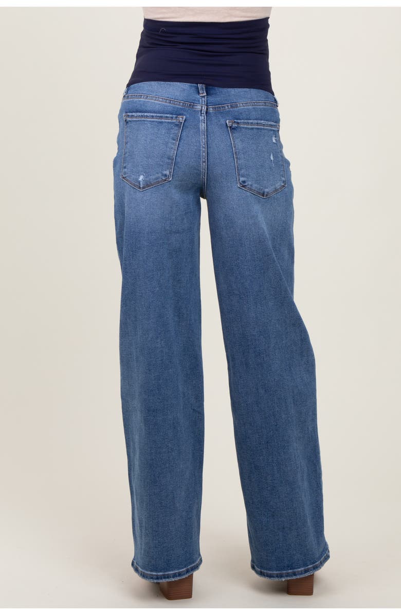 PinkBlush Washed Wide Leg Maternity Jeans, Alternate, color, Blue
