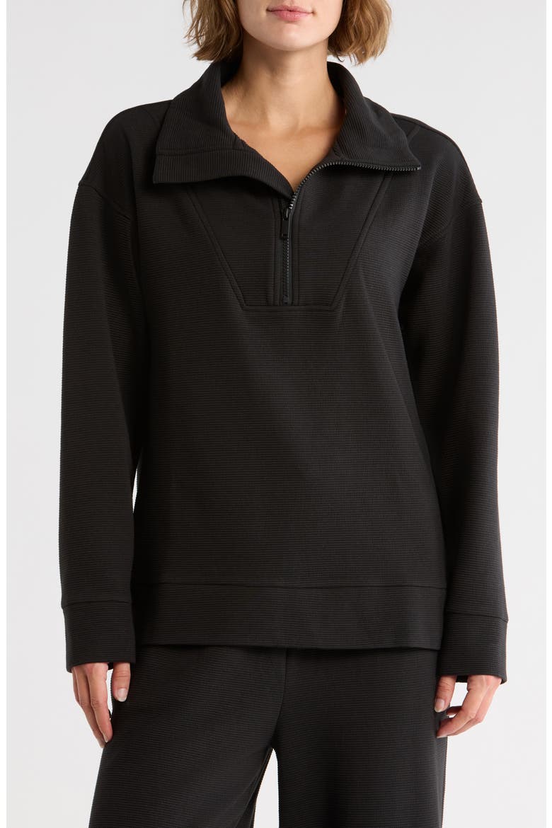 Unwind Ottoman Half Zip Pullover, Main, color, BLACK