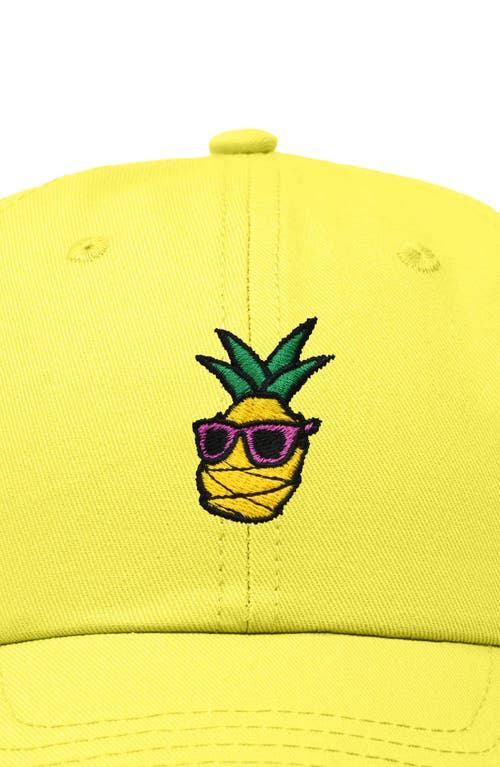 Dalix Pineapple Embroidered Dad Hat In Yellow