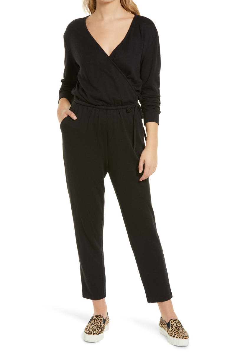 Caslon<sup>®</sup> Surplice Tie Waist Jumpsuit, Main, color,