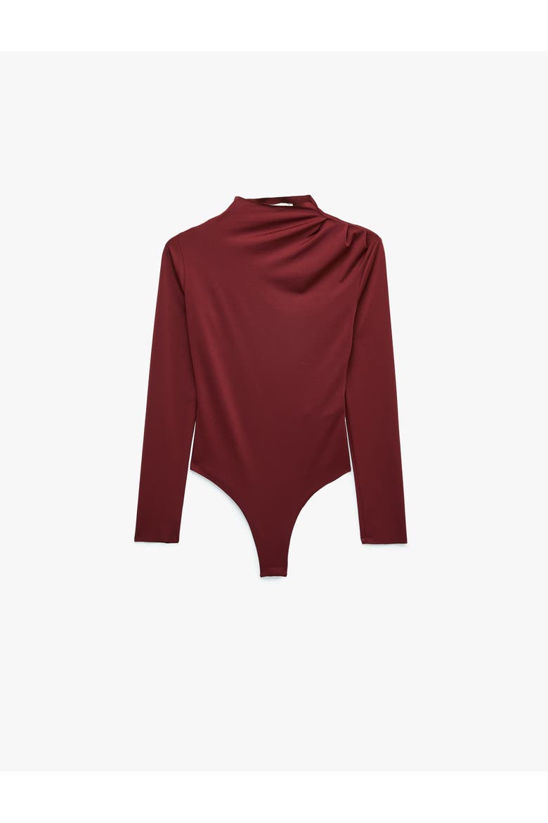 Long Sleeve High Neck Bodysuit, Alternate, color, BORDEUX