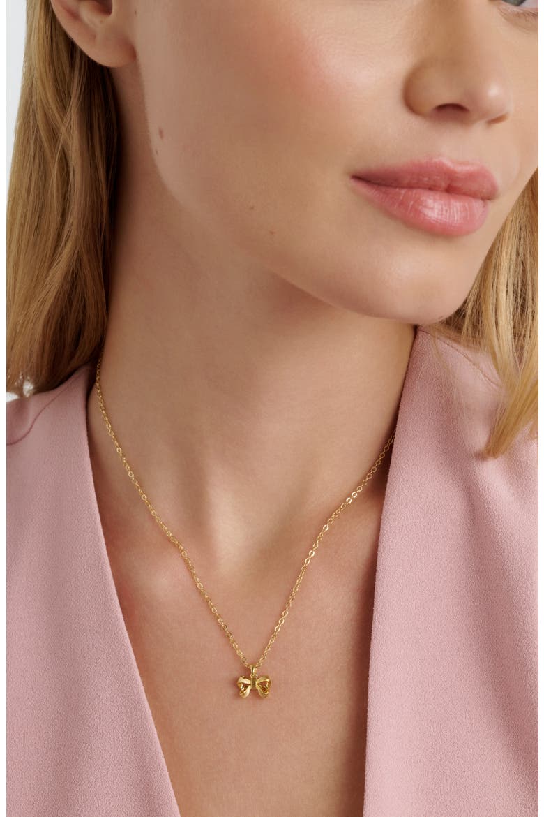 Petrae Petite Bow Pendant Necklace, Alternate, color, GOLD TONE