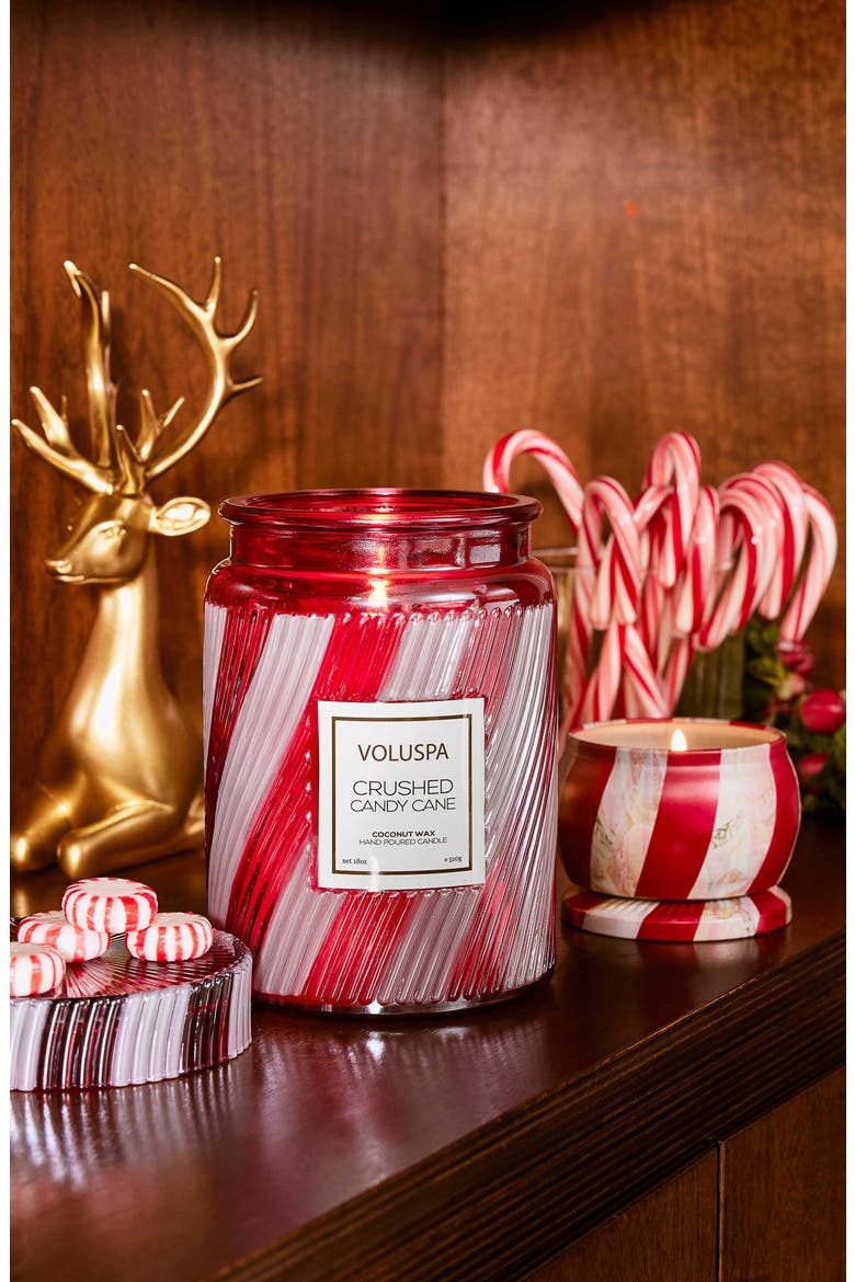 Crushed Candy Cane Large Jar Candle, Alternate, color, RED & WHITE