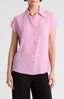 Vince Cap Sleeve Button Front Top