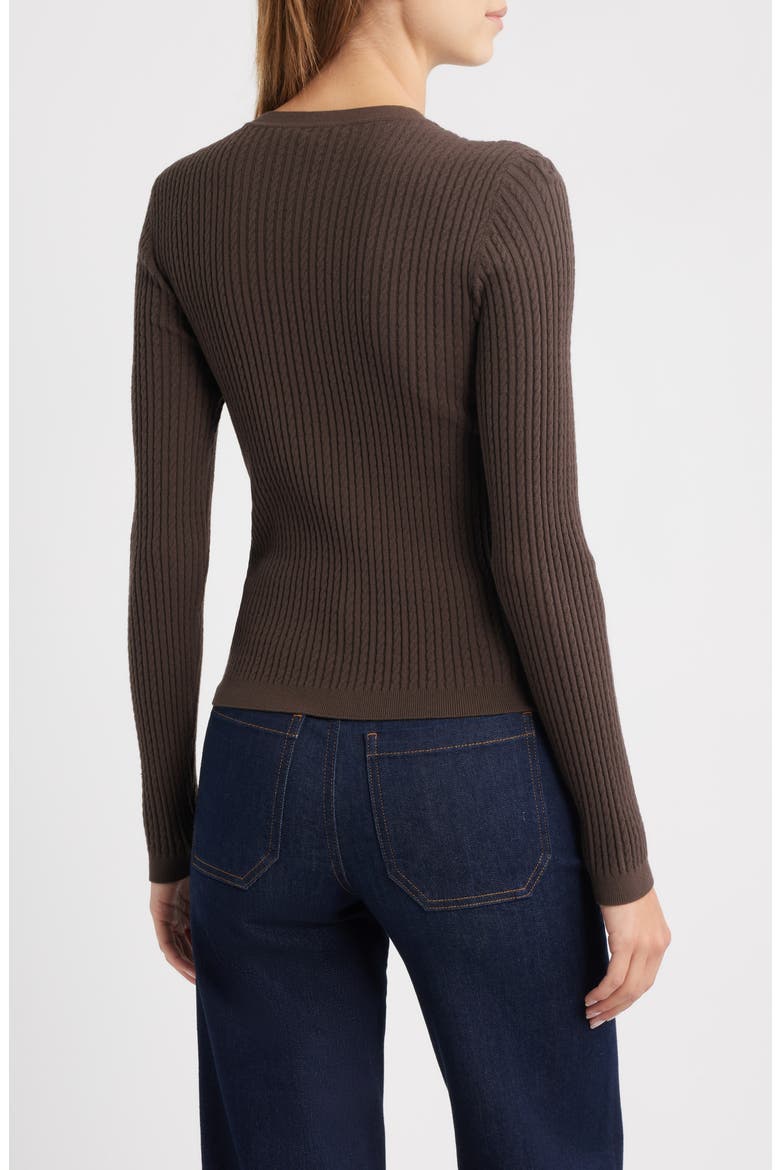 The Fine Cable Sweater, Alternate, color, COFFEE