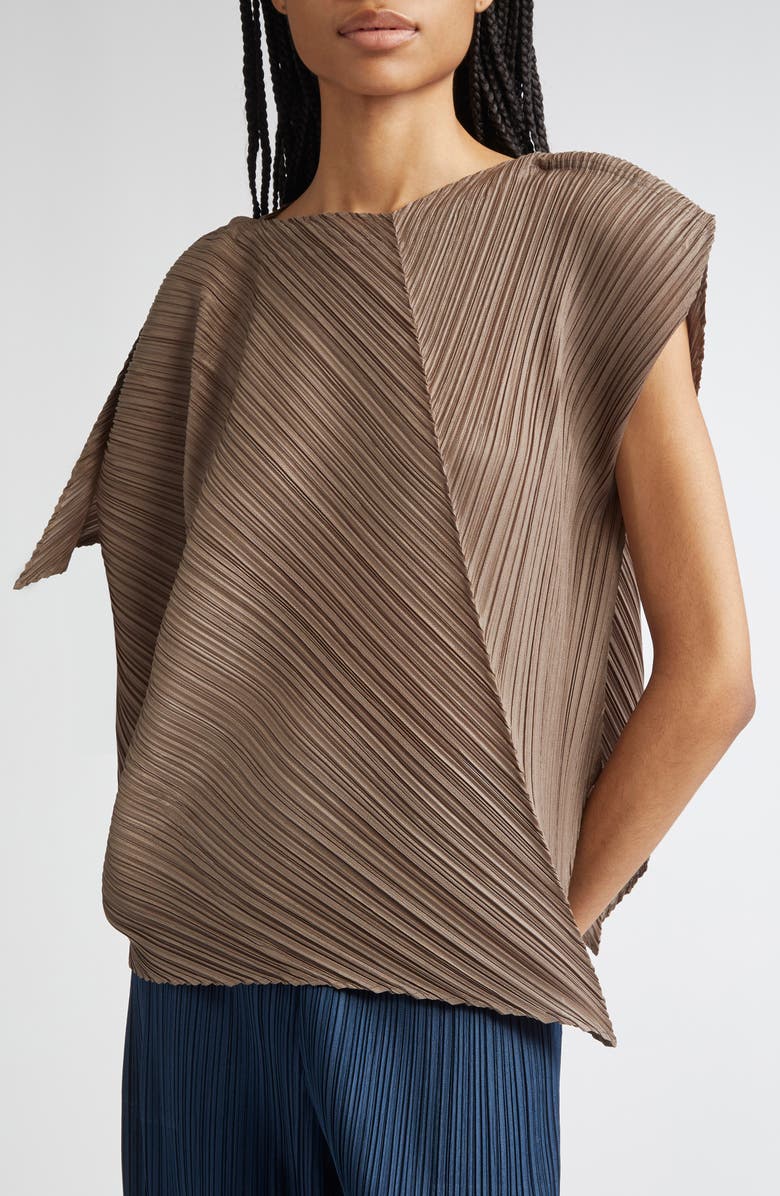 Pleats Please Issey Miyake Pleated Flare Top, Alternate, color, 