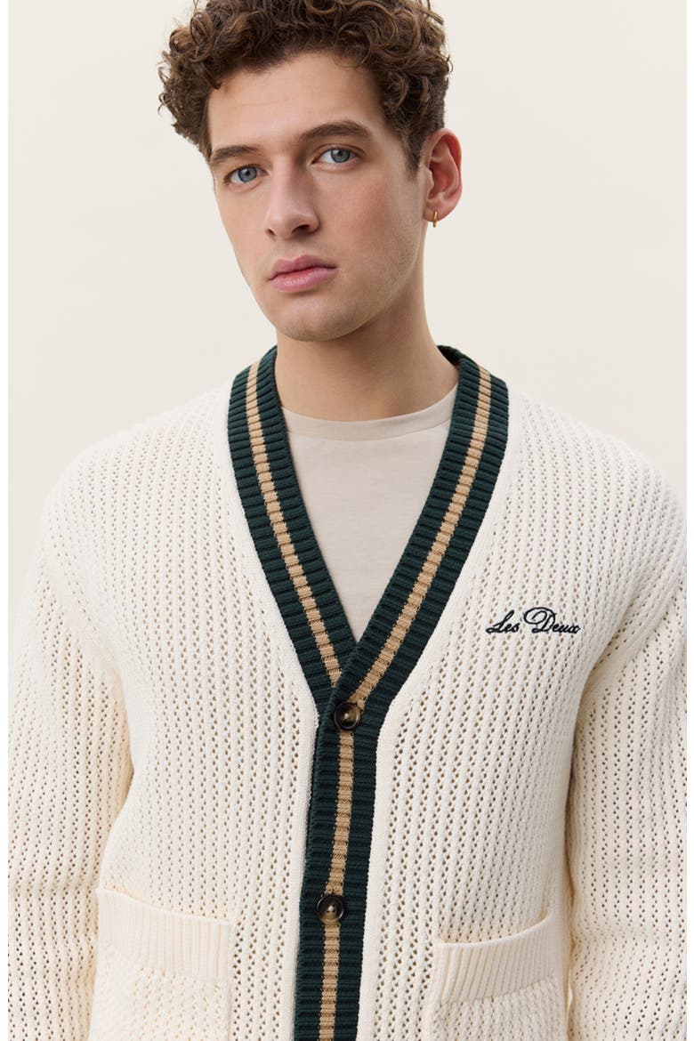 Lace Stitch Cotton Cardigan, Alternate, color, EGGNOG WHITE
