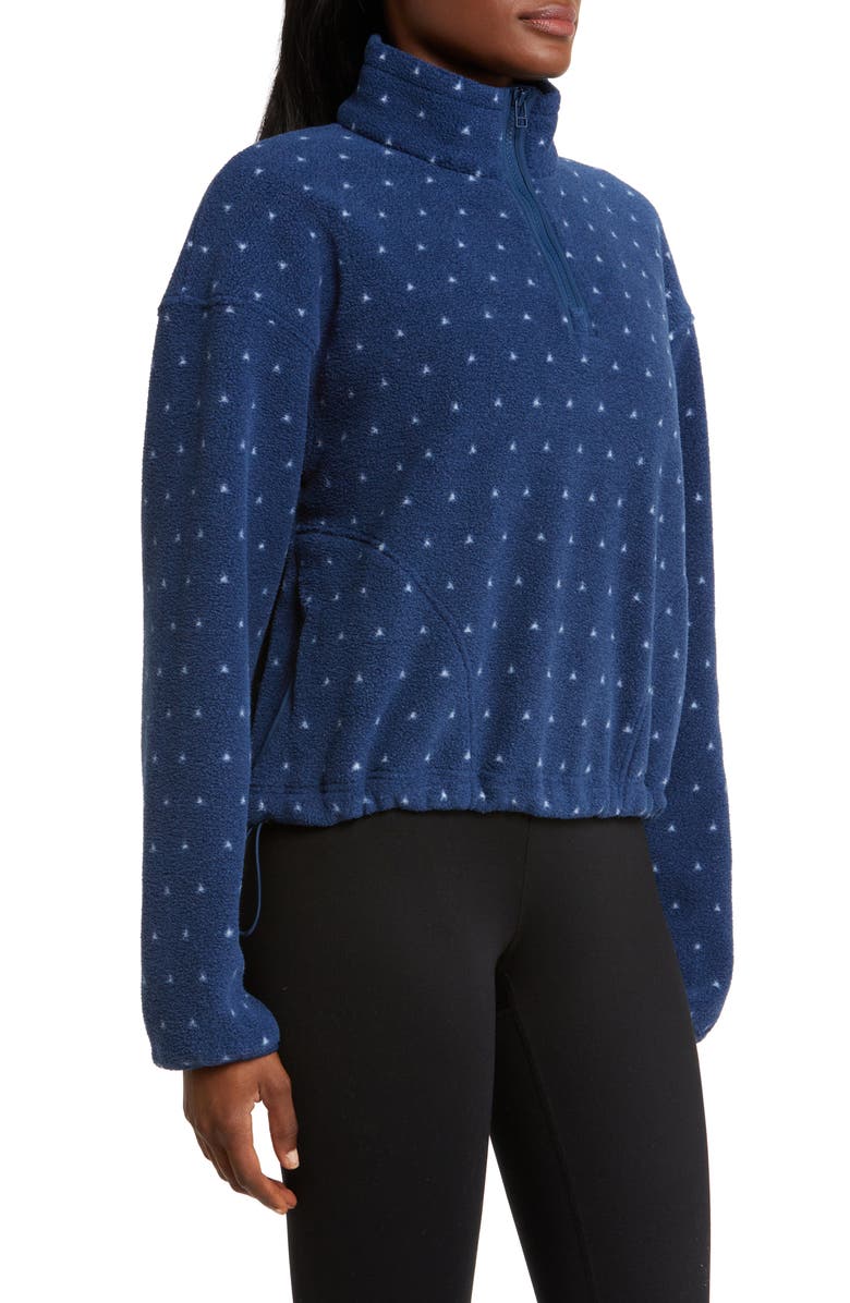 Outdoor Voices Primofleece Recycled Polyester Quarter Zip Top, Alternate, color, Navy Birdseye