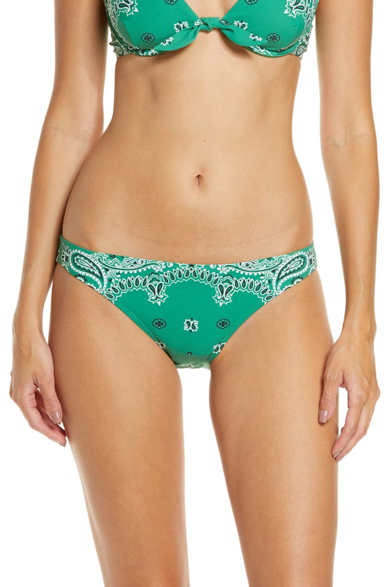 Print Hipster Bikini Bottoms, Main, color, GREEN AMERICANA BANDANA