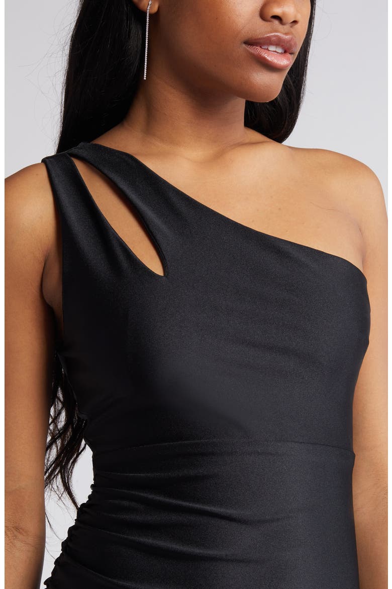 Asymmetric One-Shoulder Bodycon Dress, Alternate, color, BLACK
