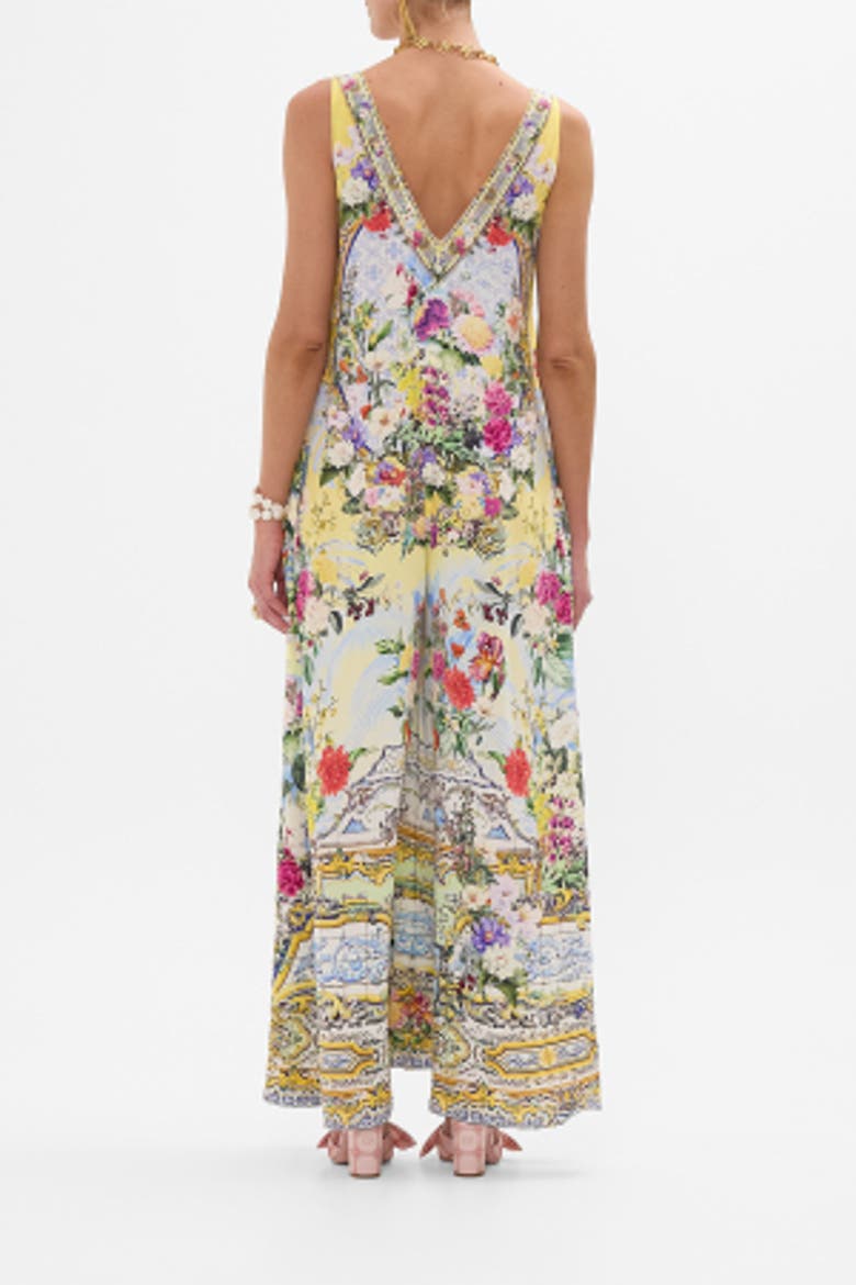 V Neck Flared Jumpsuit Flor Fantastica, Alternate, color, Flor Fantastica