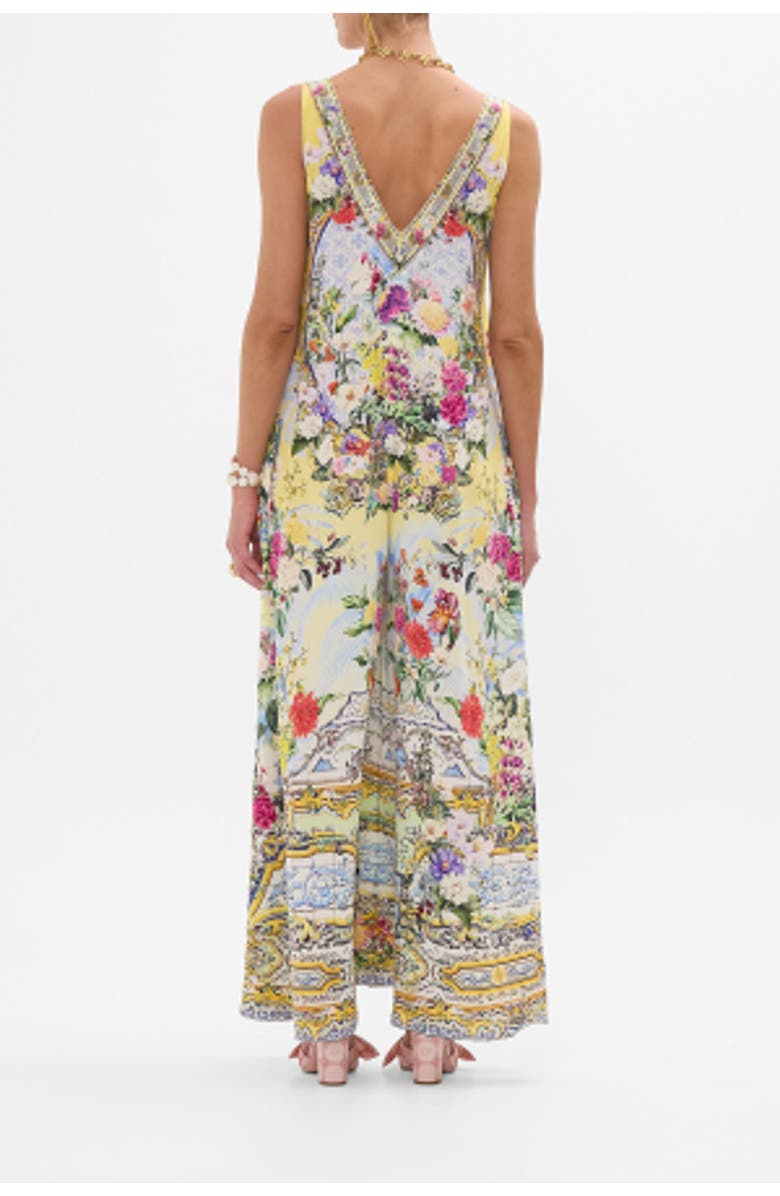 Camilla V Neck Flared Jumpsuit Flor Fantastica, Alternate, color, 
