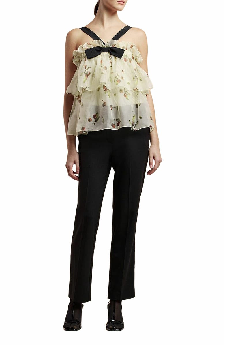 Rebecca Taylor Cherry Tiered Organza Top, Main, color, Cherry Print Ivory Combo