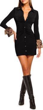 Ramy Brook Arden Long Sleeve Ruched Body-Con Dress