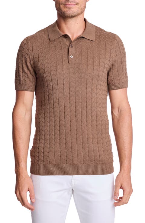 Trim Fit Zigzag Knit Polo