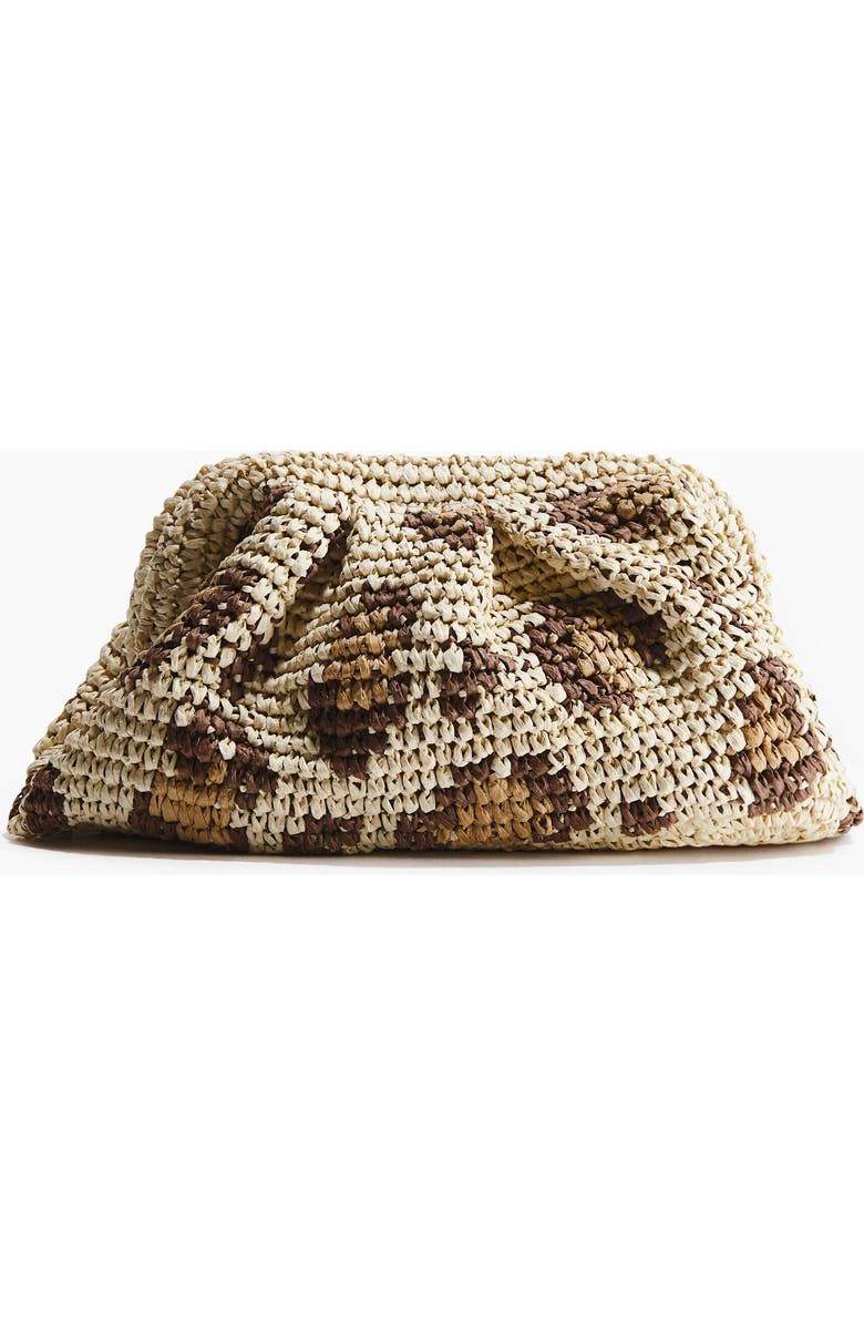 H&M Straw Clutch, Alternate, color, Beige/Leopard Print