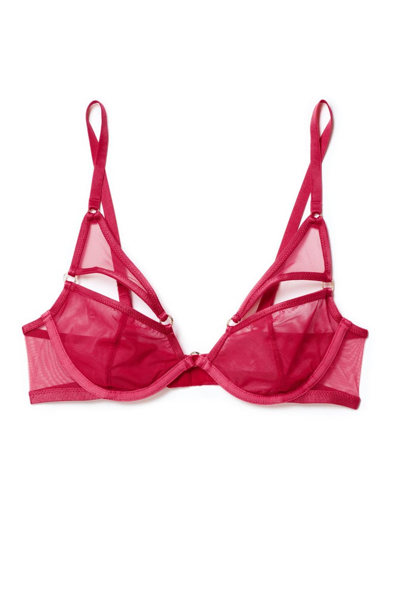 Rayna Unlined Plunge Bra, Alternate, color, Dark pink