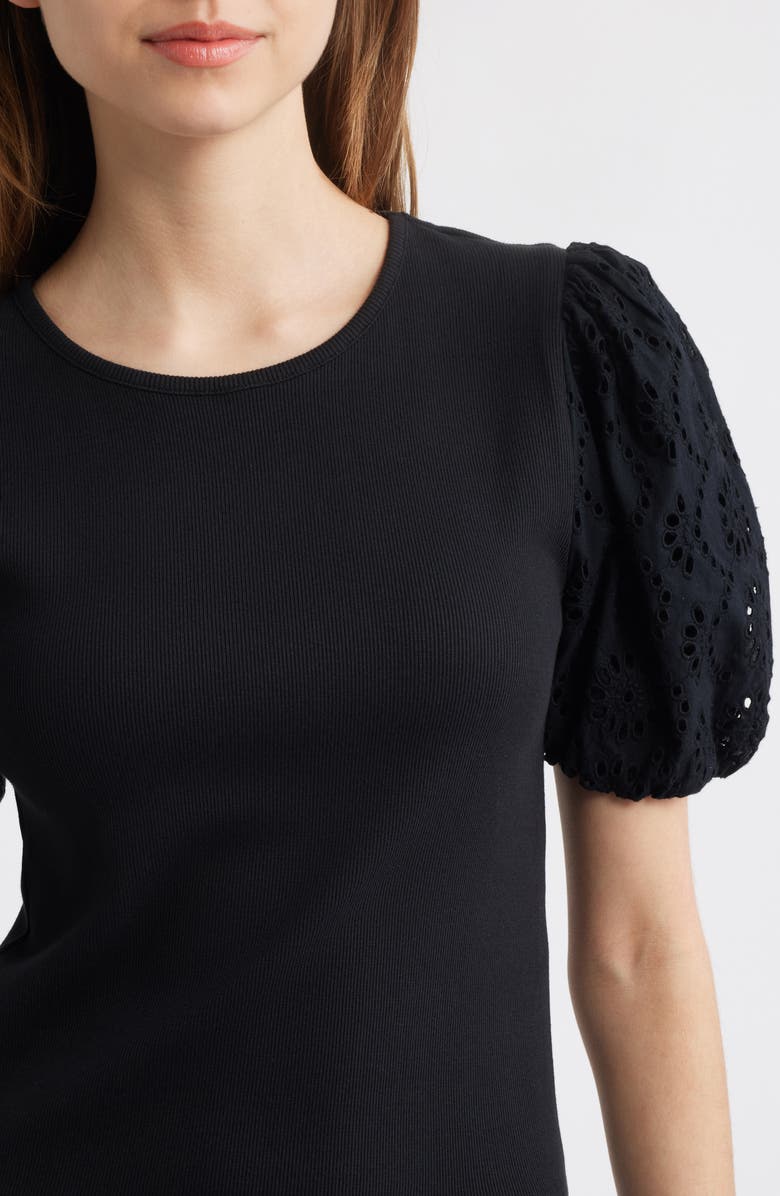 PAIGE Marina Eyelet Puff Sleeve T-Shirt, Alternate, color,