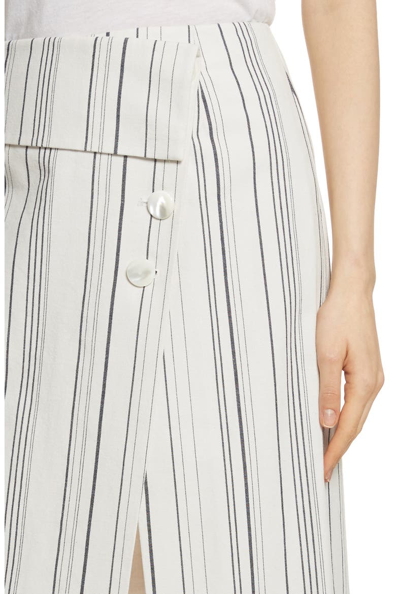 Asymmetrical Wrap Front Stripe Midi Skirt, Alternate, color, WHITE STRIPE