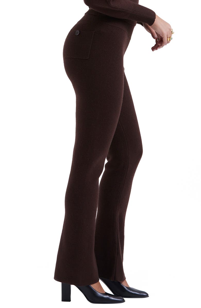 HOUSE OF CB Nereida Rib Flare Pants, Alternate, color, Chocolate Brown