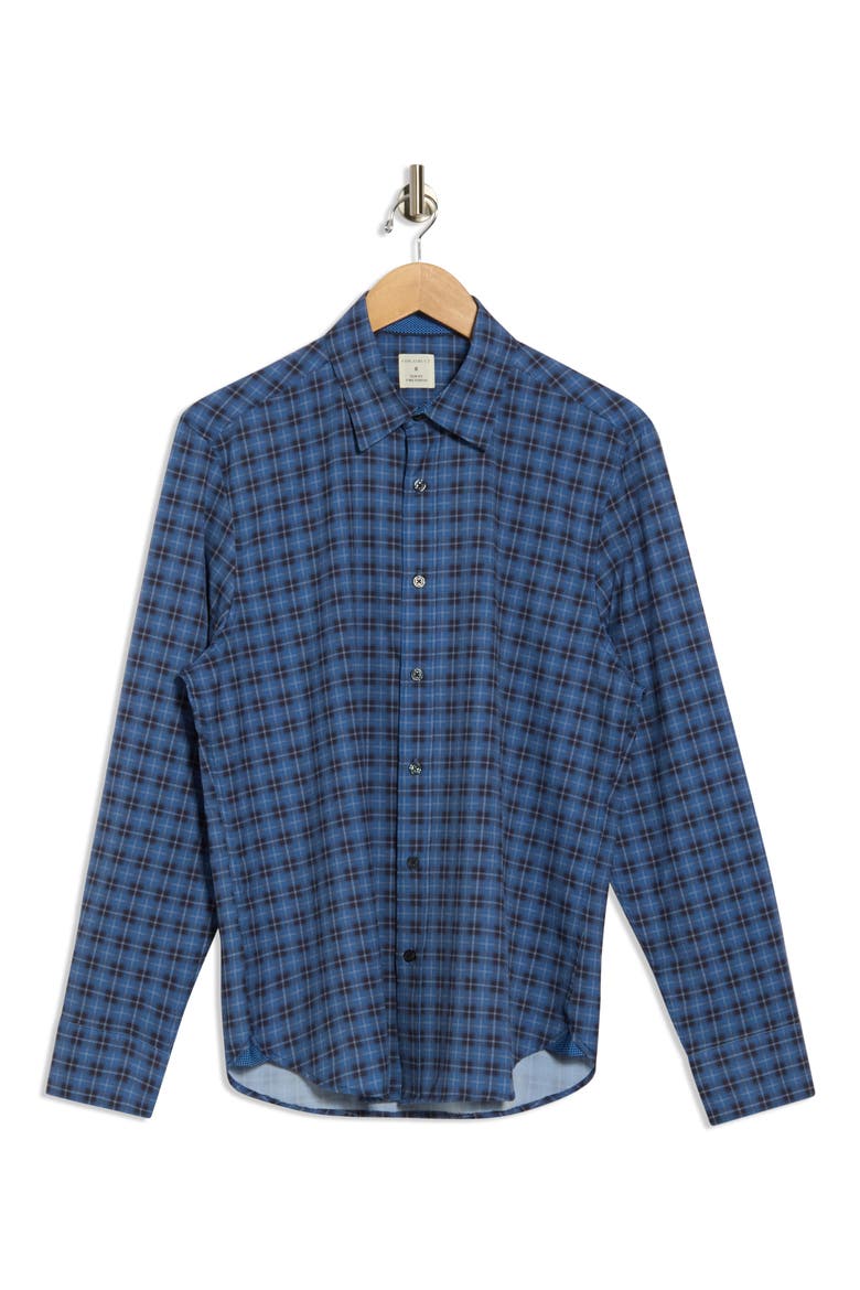 Plaid Long Sleeve Button-Up Shirt, Alternate, color, DARK DENIM