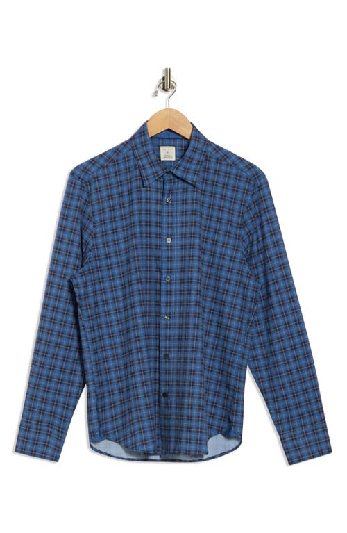 Construct Plaid Long Sleeve Button-up Shirt In Blue