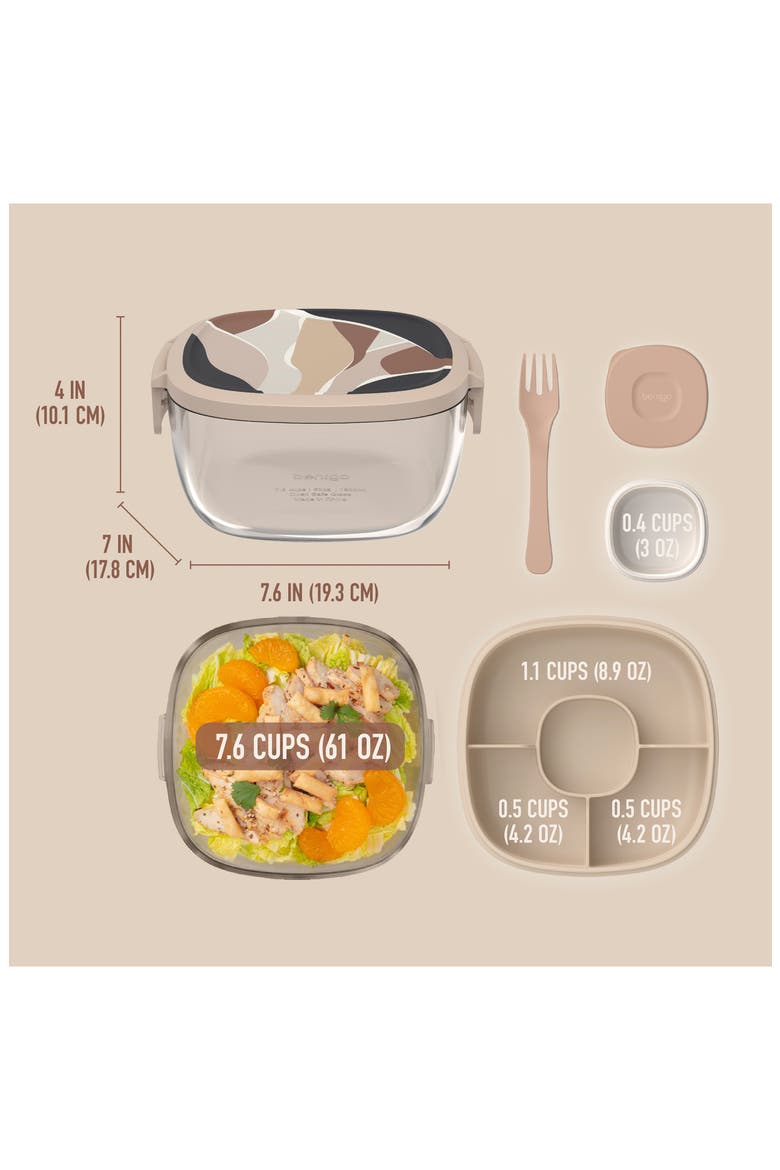 All-in-One Glass Salad Container, Alternate, color, TAN