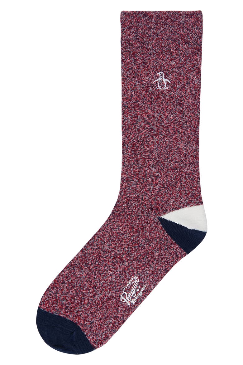Marled Crew Socks, Main, color, RED