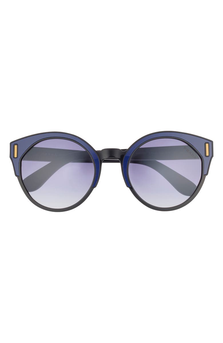 Prada 53mm Irregular Circle Sunglasses, Main, color, Black Blue