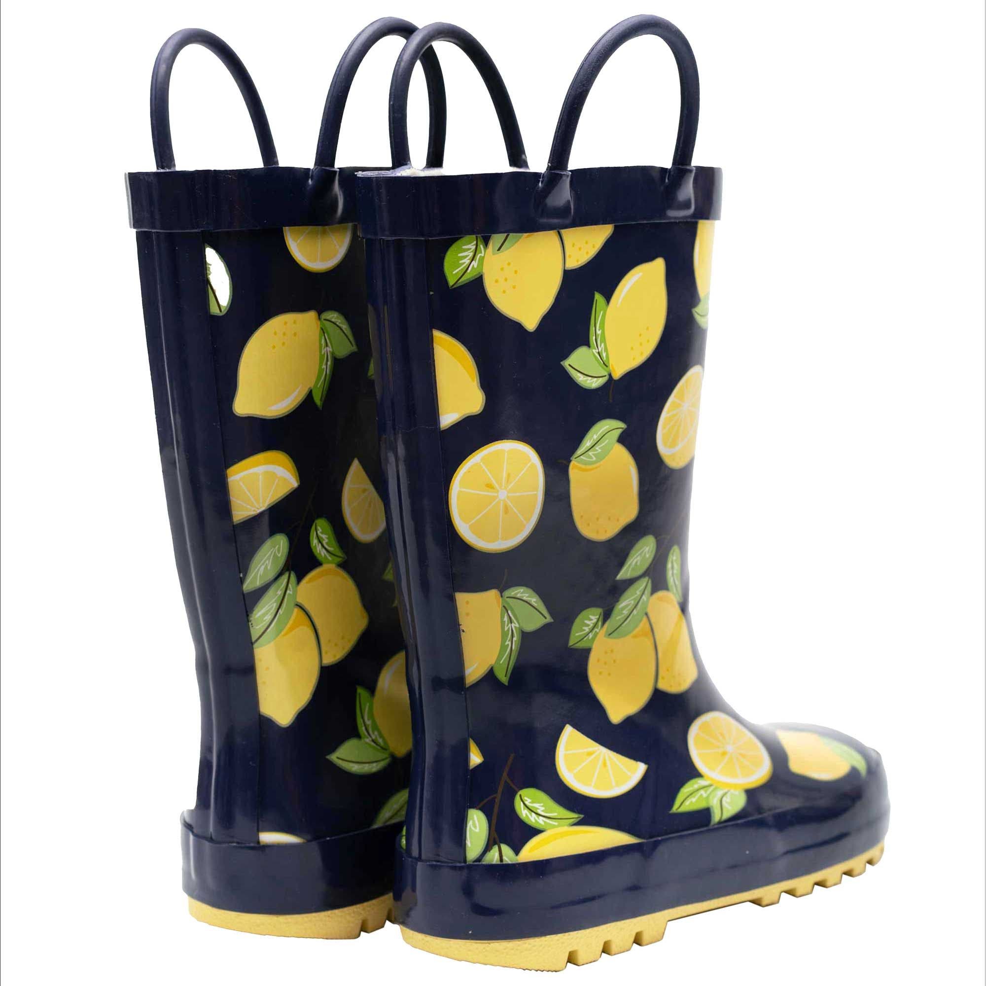 Hudson Baby Comfortable Waterproof Puddle Boots, Alternate, color, Navy Lemons