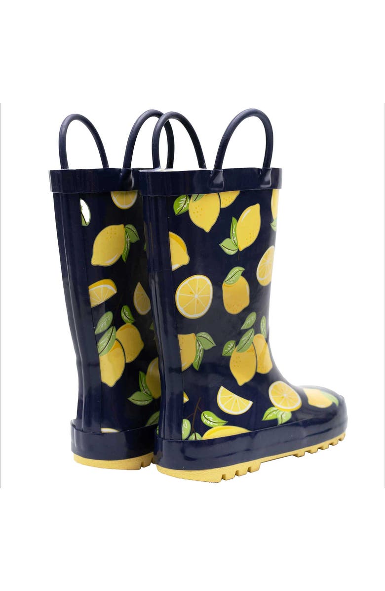 Hudson Baby Comfortable Waterproof Puddle Boots, Alternate, color, Navy Lemons