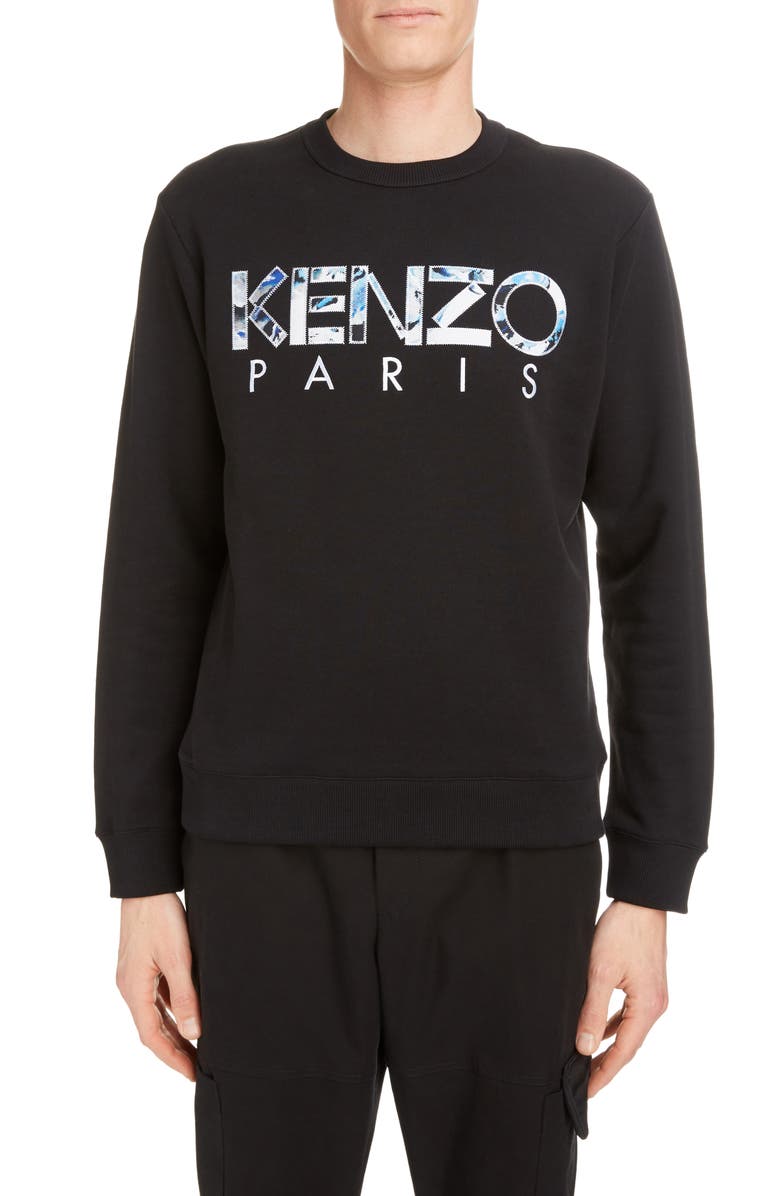 KENZO Paris Logo Appliqué Crewneck Sweatshirt, Main, color, 