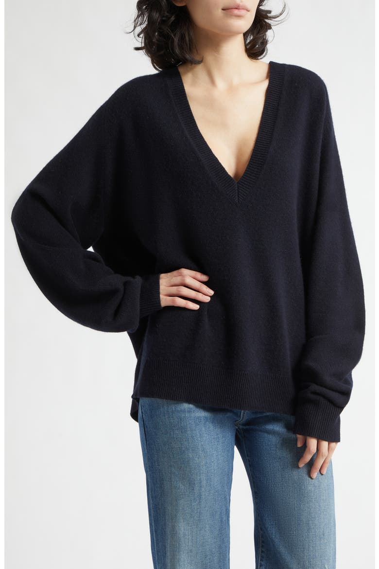Feron Cashmere V-Neck Sweater, Alternate, color, DARK NAVY