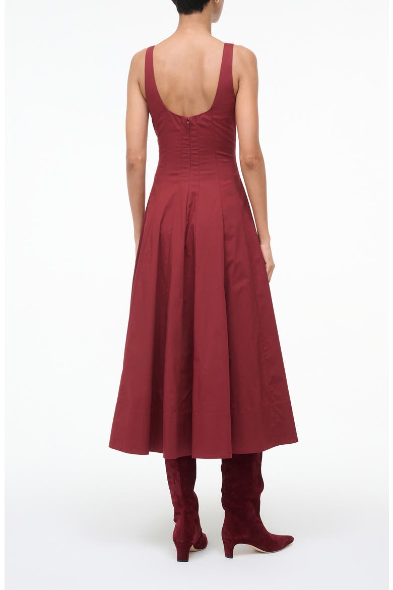 Wells Stretch Cotton Fit & Flare Midi Dress, Alternate, color, SANGRIA