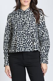 APNY Ruffle Collar Cotton Cropped Shirt