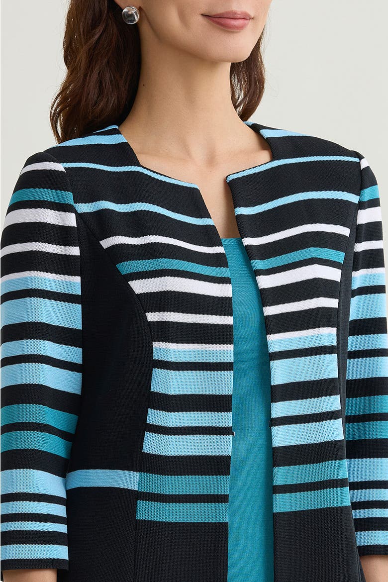 Heritage Striped Intarsia Knit Jacket, Alternate, color, Serene/Nebula/White/Black