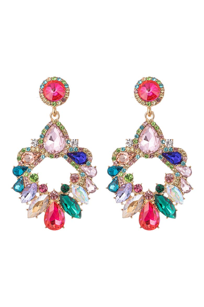 Rainy Rainbow Crystal Drop Earrings, Main, color, MULTICOLOR