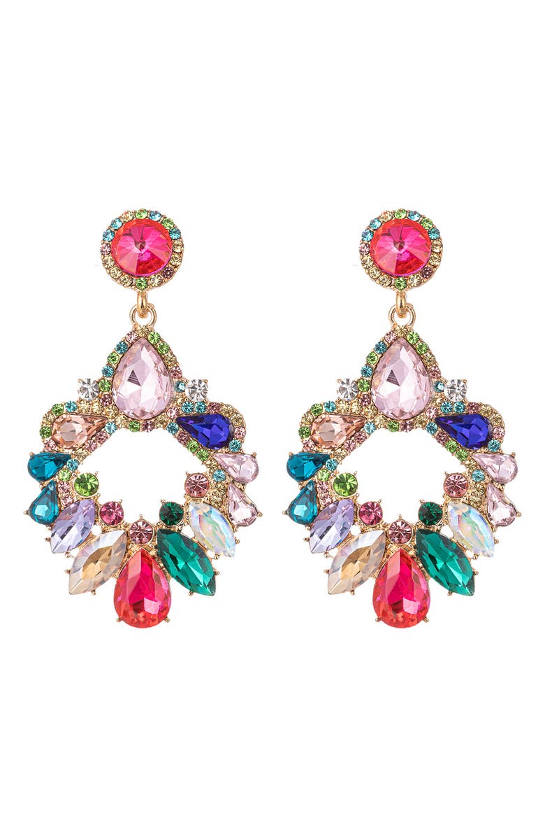 EYE CANDY LOS ANGELES Rainy Rainbow Crystal Drop Earrings, Main, color, Multicolor