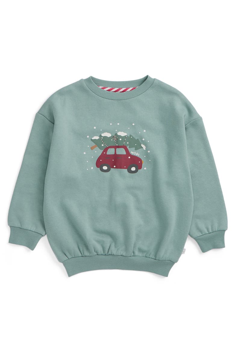 Snowy Car Sweatshirt, Main, color, Frosted Mint