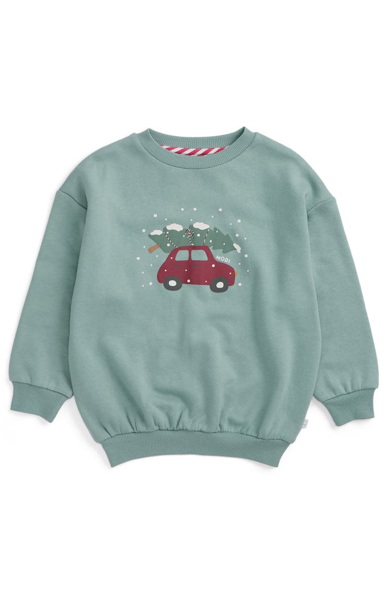 MORI Snowy Car Sweatshirt, Main, color, Frosted Mint